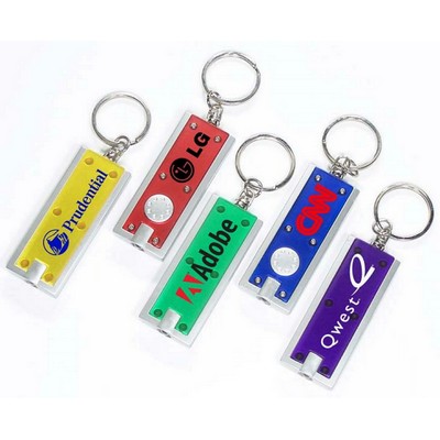 Translucent Slim Rectangle Flashlight Keychain w/Silver Trim (6 Week Svc.)