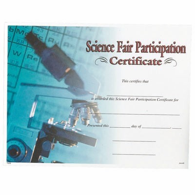 Science Fair Participation Award Certificate