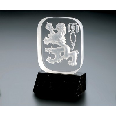 Fine Lead Crystal Intaglio Award w/ Marble Base