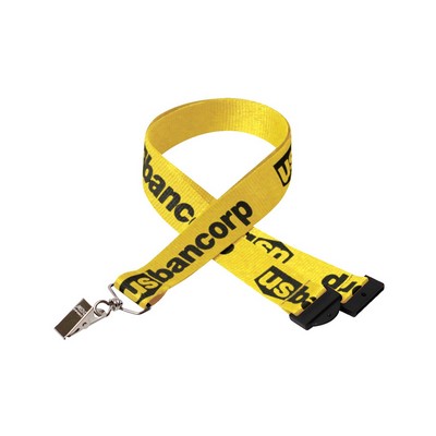 1" Silkscreened Flat Lanyard w/ Sew on Breakaway