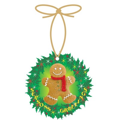 Gingerbread Man Promotional Wreath Ornament w/ Black Back (6 Square Inch)