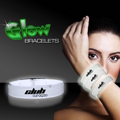 9" Deluxe Single Color Triple Wide White Glow Bracelet