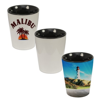 1.5 Oz. Ceramic Shot Glass - Two-Tone (Black)