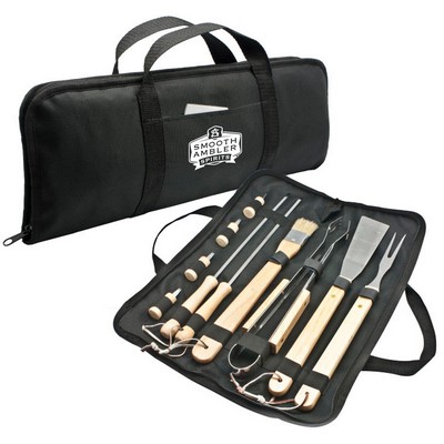 11pc BBQ Tool Set w/ Utensils & Carrying Case for Outdoors