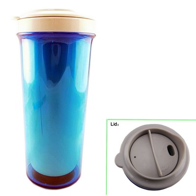 12 Oz. Double Wall Plastic Tumbler w/ Sliding Lid