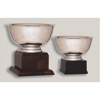 4" Diameter Nickel Plated Revere Bowl w/5" Walnut Base