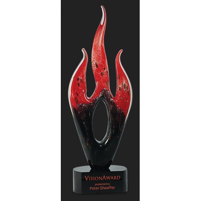 Dramatic Flames Art Glass Award - 16'' H