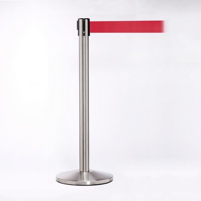 Matte Stainless Pole W/ 11' Heavy Duty Red Belt W/ Lock