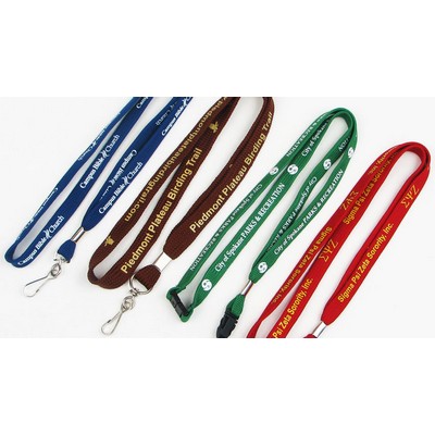 1/2" Printed Shoelace Tube Lanyard w/Metal Crimp