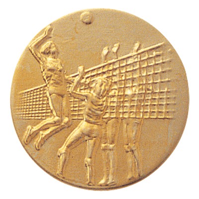 1" Stamped Female Volleyball Medallion Disc