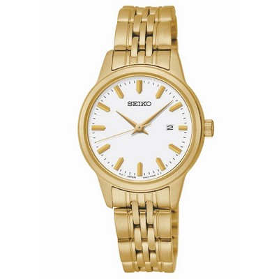 Seiko Ladies Prime Gold Tone Watch w/White Dial