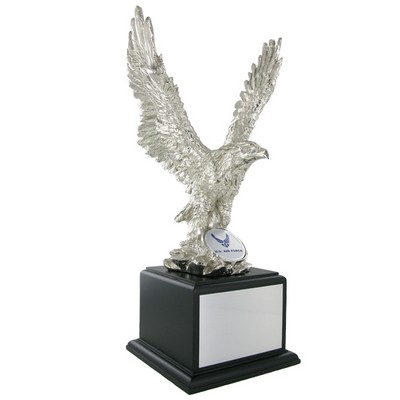 15½" Electroplated Silver Eagle Trophy w/2" Diameter Insert Space