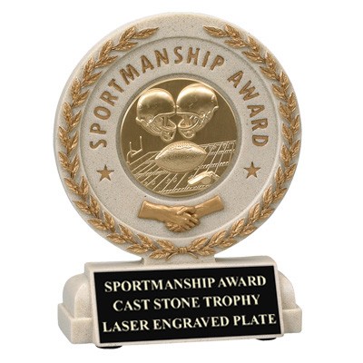 5½" Sportsmanship Trophy w/Engraving Plate & 2" Insert