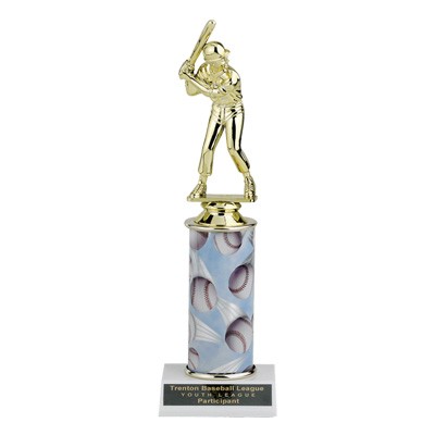 11" Single Column Baseball Trophy w/Figure