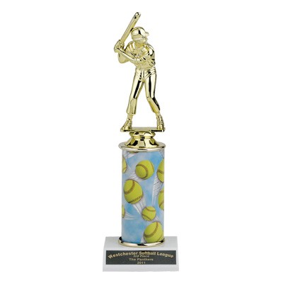 11" Single Column Softball Trophy w/Figure