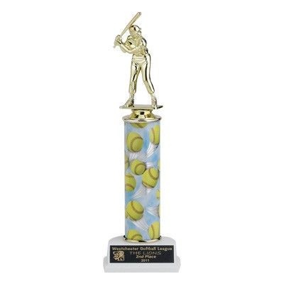 13½" Single Column Softball Trophy w/Figure