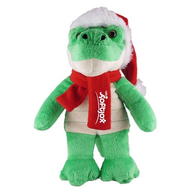 Soft Plush Stuffed Alligator with Christmas Hat & Scarf