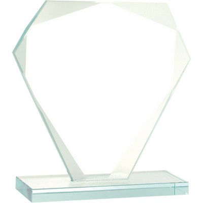 5 1/2" Cut Diamond Jade Glass Award