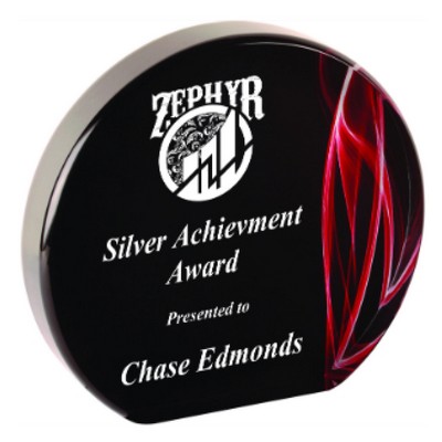 6" Round Red Vapor Acrylic Award