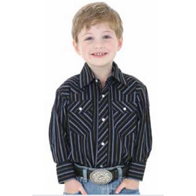 Wrangler® Boys' Long Sleeve Dress Western Striped Snap Shirt