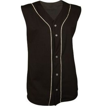 Girl's Cooling Interlock Sleeveless Pro Style Full Button Jersey Shirt w/Soutache