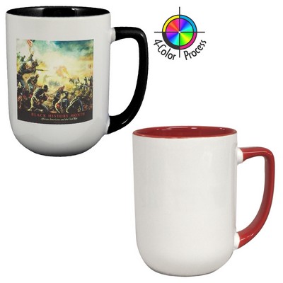 17 Oz. White/Red 2-Tone Arlen Mug w/Color Handle - 4 Color Process