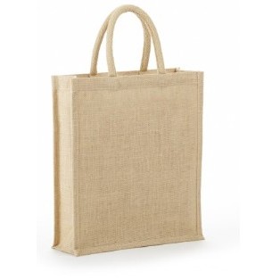 Solid Front 3 Bottle Jute Wine Bag (12"x14"x4")