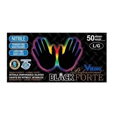 Viking Professional® Black Forte™ Disposable Nitrile Gloves (Black)