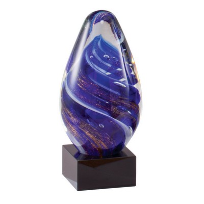 Egg Shaped Glass Award On Stone Base