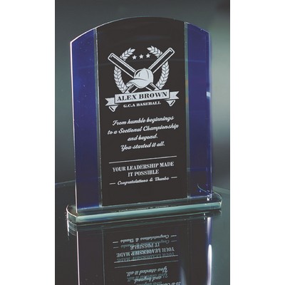 7.75" Black and Blue Glass Standing Award