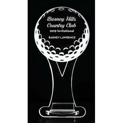 VALUE LINE! Acrylic Engraved Award - 7" Golf Ball and Tee - Key Base