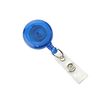 Custom Round Translucent Plastic Badge Reel (Blue)