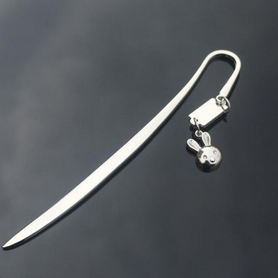 Metal Bookmark w/Rabbit Pendant