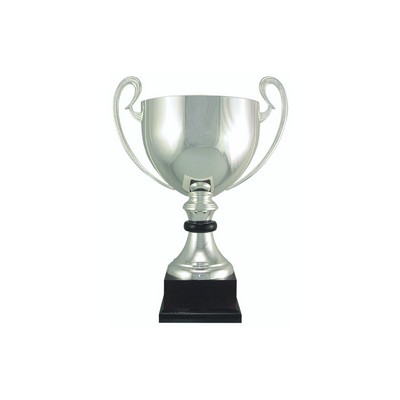 16 1/2" Silver plated Italian trophy cup with wood accent