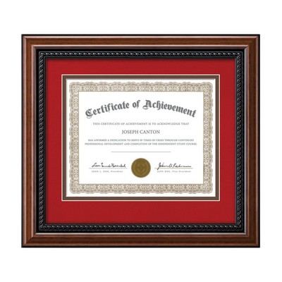 Weyden Certificate Frame - Walnut/Riviera Red 8½"x11"