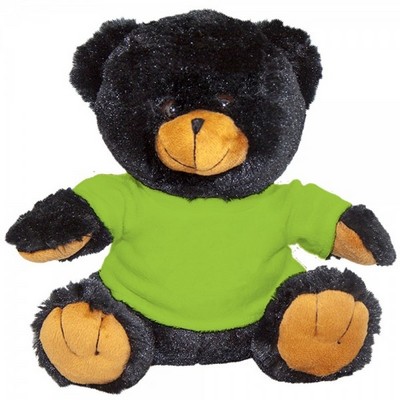 10" Plush Toy Black Bear Stuffed Animal With Customizable T-Shirt