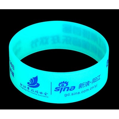 1" Glow in the Dark Screen Print Silicone Wristband