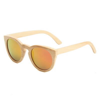 Bamboo Sunglasses - Red Mirror Lenses