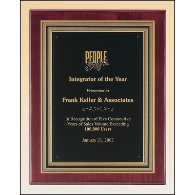 Airflyte® Rosewood Piano-Finish Plaque w/Embossed Back Plate & Black Brass Engraving Plate