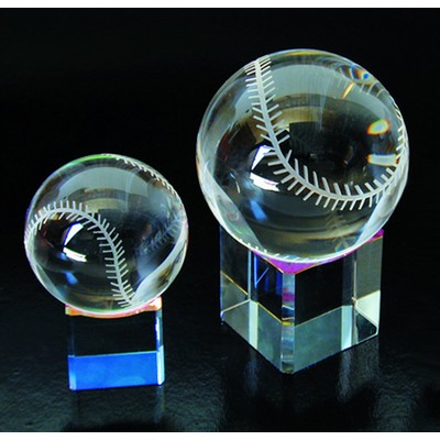 Baseball w/Rainbow Base Optical Crystal Award/Trophy 3.125"H