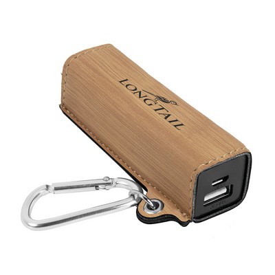 Bamboo Leatherette 2200mAh Power Bank w/USB Cord