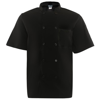 Fame® Black Short Sleeve Chef Coat w/Mesh Back