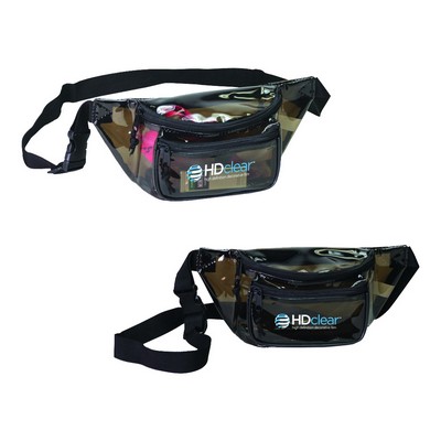 Black Vinyl Transparent 3-Zipper Fanny Pack