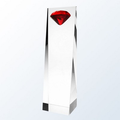 Red Diamond Tower Optic Crystal Award - Medium