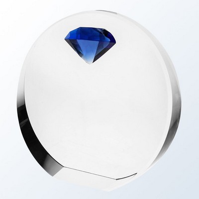 Blue Diamond Circle Optic Crystal Award - Medium