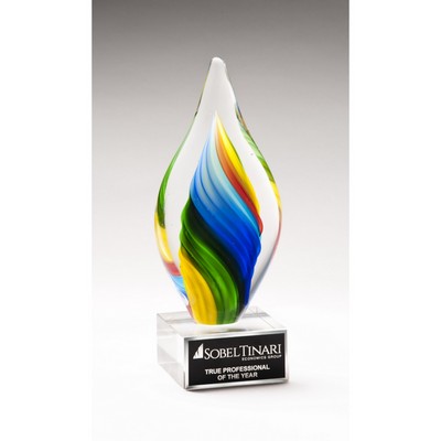 Rainbow Colored Twist Art Glass Award