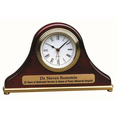 7 1/2" x 4 1/2" Rosewood Piano Finish Mantel Desk Clock