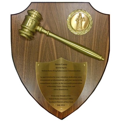 Department of Justice Shield Plaque w/Doj Medallion (11" x 13")