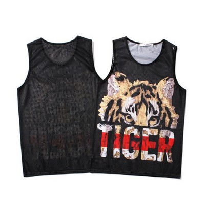 Men's Polyester Beach Vest Bodybuilding Fitness Workout Tank Top Sport Gym Sleeveless Vest