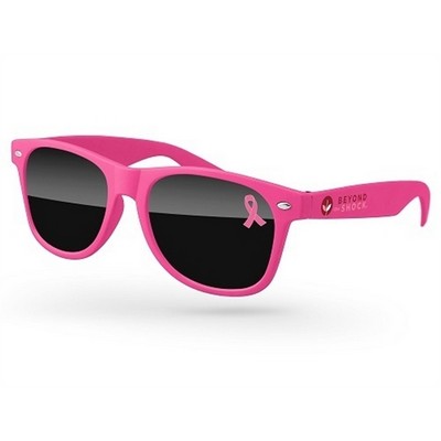 Retro UV Sunglasses with Breast Cancer Awareness Branding